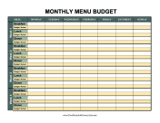 Monthly Menu Budget Color