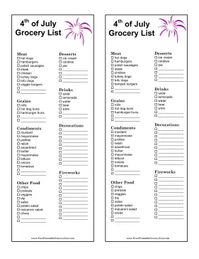 Fourth of July Grocery List