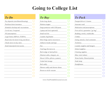 Going To College List