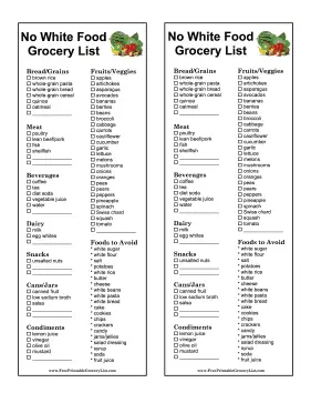 No White Food Grocery List