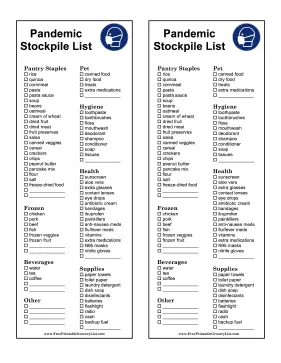 Pandemic Stockpile List