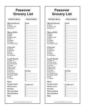 Passover Grocery List