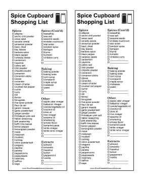 Spice Cupboard Shopping List