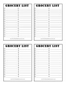 4 Blank 2-Column Grocery Lists