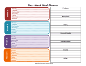 Four Week Meal Planner with Grocery List
