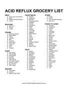 Heartburn Grocery List