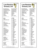 Low-Residue Grocery List