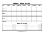 Weekly Menu Budget