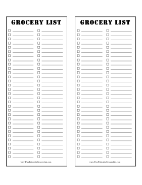 2-column Grocery List