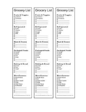 Grocery List with Categories