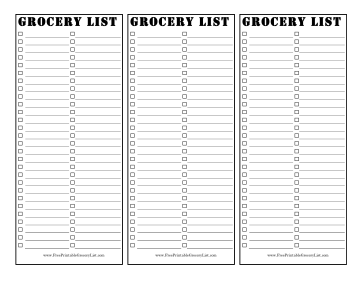 3 Blank 2-Column Grocery Lists