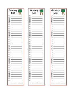 3 Blank Grocery Lists Back To School