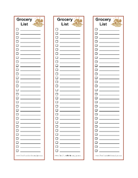 3 Blank Grocery Lists Cottage