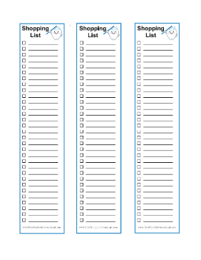 3 Blank Grocery Lists Dentist