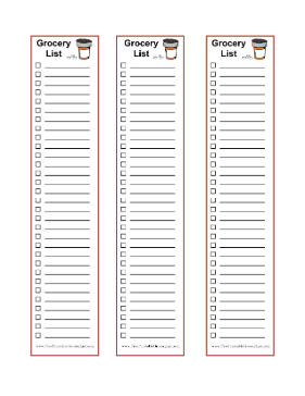 3 Blank Grocery Lists Medicine Bottle