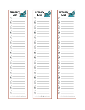 3 Blank Grocery Lists Narwhal