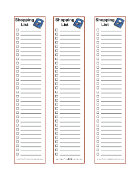 3 Blank Shopping Lists School Binder