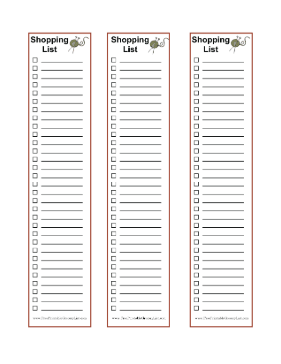3 Blank Shopping Lists Yarn