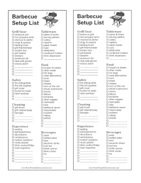 Barbecue Setup List