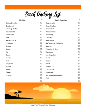 Beach Packing Checklist