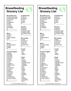 Breastfeeding Grocery List