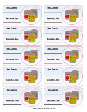 Canned Goods Expiration Labels