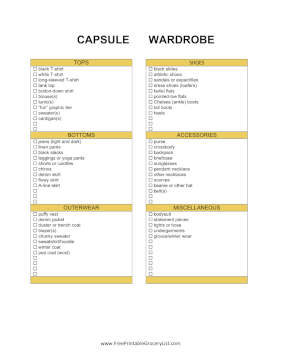 Capsule Wardrobe Checklist