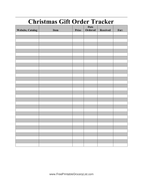 Christmas Gift Order Tracker Black And White