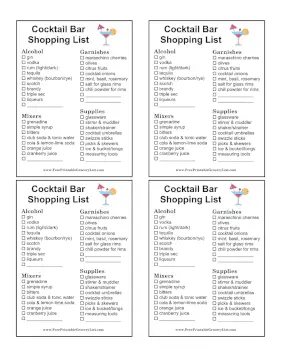 Cocktail Bar Shopping List