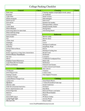 College Packing Checklist