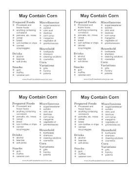 Corn Avoid List