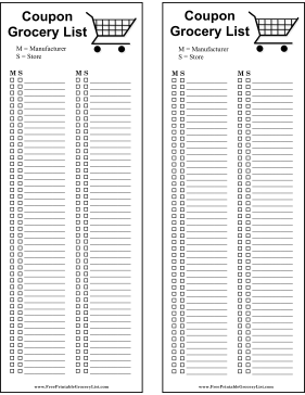 Coupon Grocery List