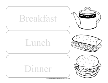 Daily Kid Colorable Menu Planner