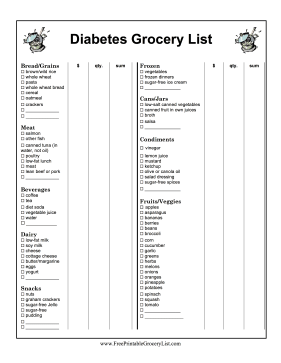 Diabetes Grocery List With Prices
