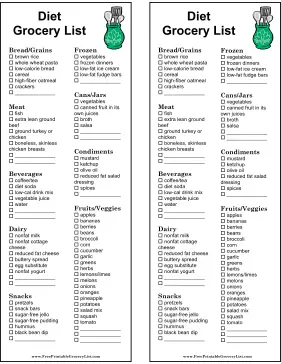 Diet Grocery List