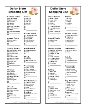 Dollar Store Grocery List