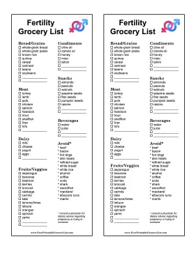 Fertility Grocery List