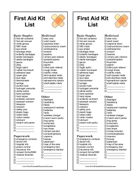 First Aid Kit List