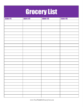 Four Grocery Stores Shopping List
