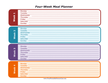 Four Week Meal Planner