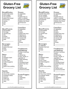 Gluten Free Celiac Grocery List