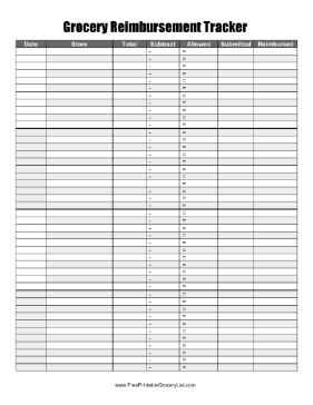 Grocery Reimbursement Tracker College 529
