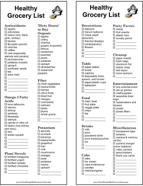 Healthy Food Grocery List