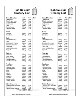 High Calcium Grocery List