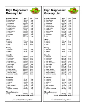 High Magnesium Grocery List