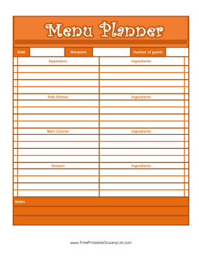 Holiday Menu Planner