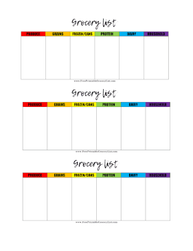 Horizontal Strip Grocery Lists Bright