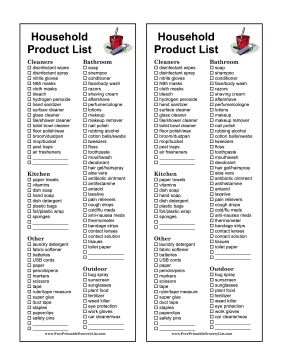 Household Product List