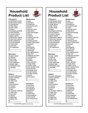 Household Product List