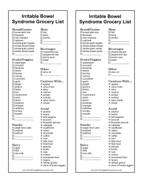 Irritable Bowel Syndrome Grocery List